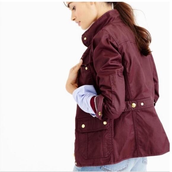 J. Crew waxed cotton Downtown Field Jacket burgundy size XS - Picture 2 of 9